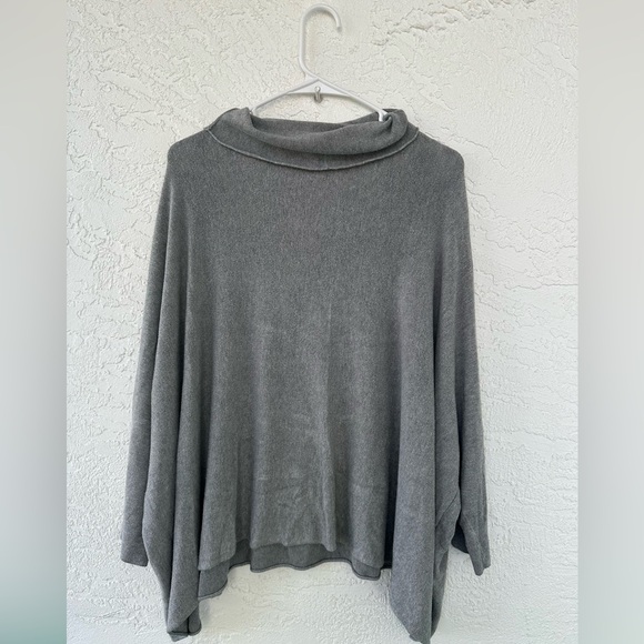 Eileen Fisher Moon Funnel Neck Boxy Gray Pullover Sweater Top Small - Picture 1 of 5